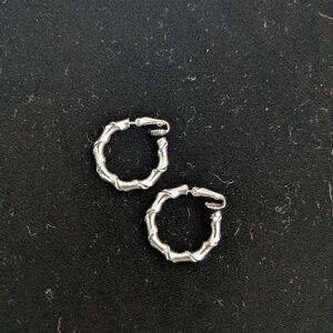 Silver Bamboo Hoop Earrings